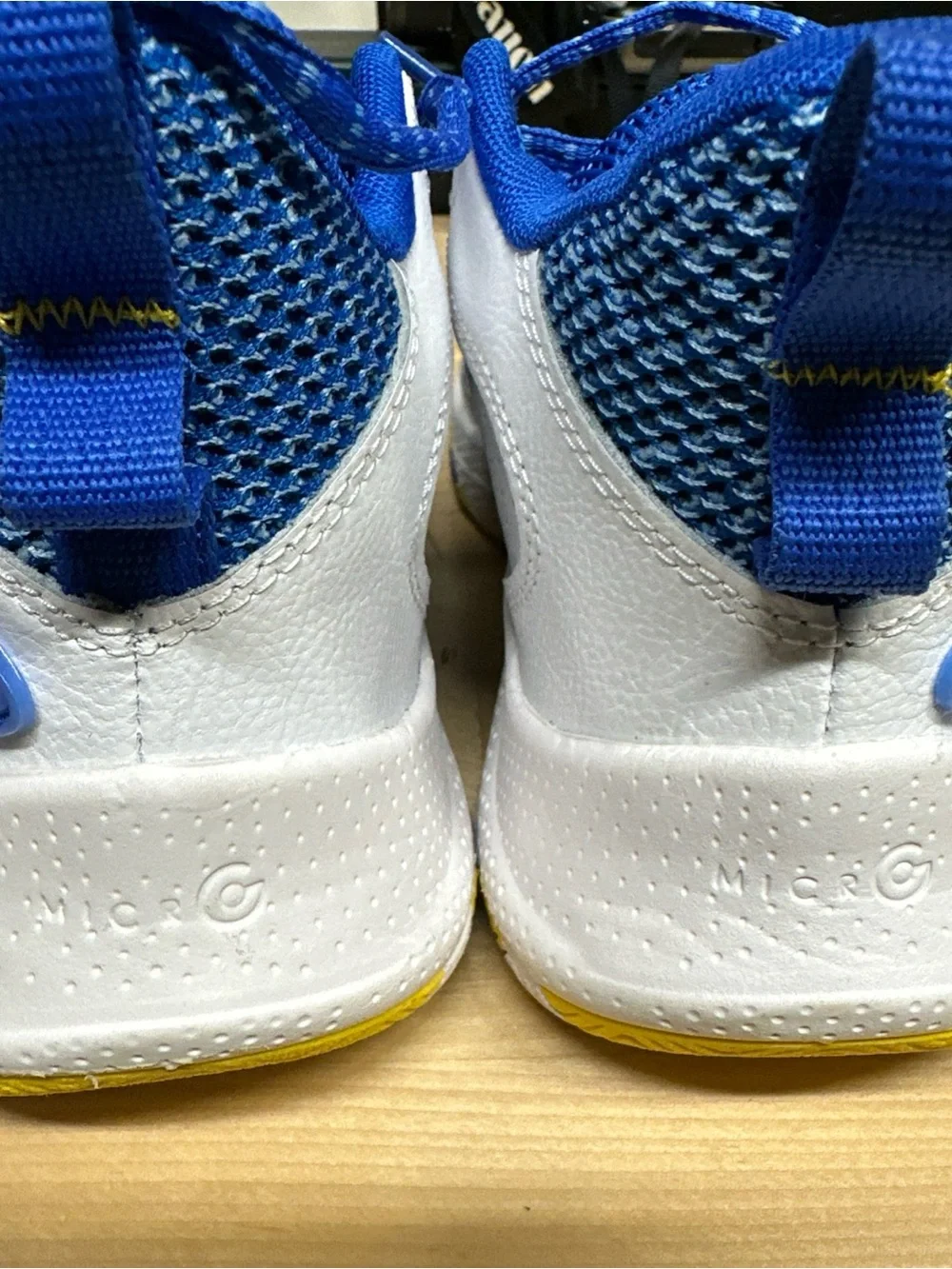 Under Armour Kids Blue, Yellow & White Athletic Sneakers Step Curry’s